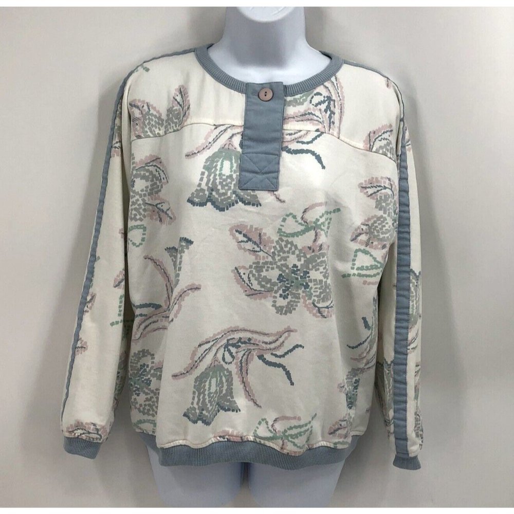 VTG 80’s GoolaGong Sports Pullover Tennis Top Womens M Floral Multicolor Tulips